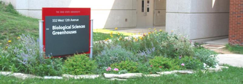 Biological Sciences Greenhouses building sign