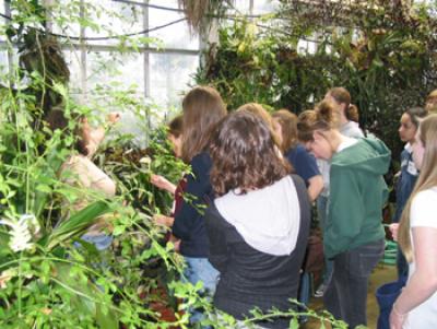 Group Visiting Biological Sciences Greenhouse