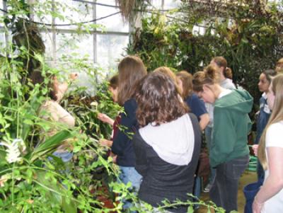 Group Visiting Biological Sciences Greenhouse
